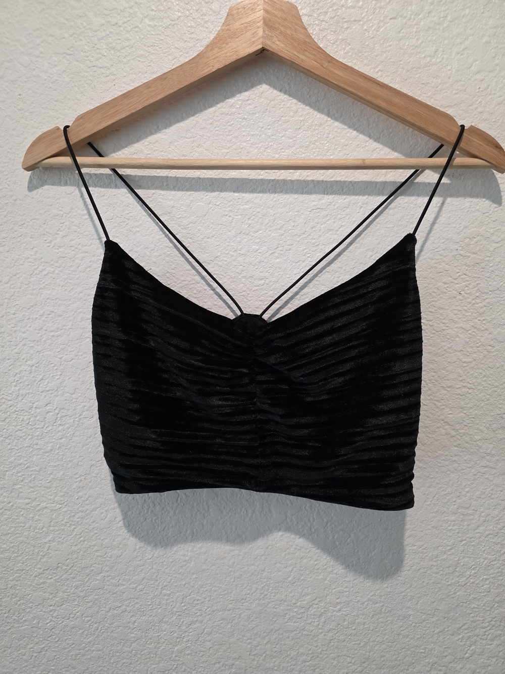 wild fable Black Velvet Ruched Crop Cami